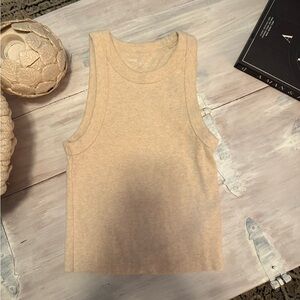Aerie Light Beige Ribbed Tank